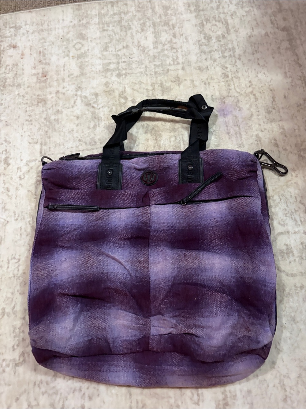 lululemon athletica Purple Ombre Canvas Tote with Black Handles